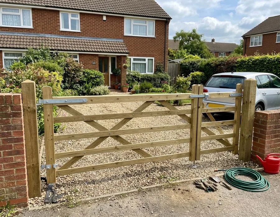 Bespoke timber driveway gate in Dunstable